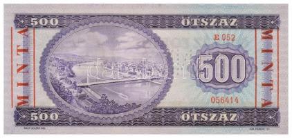 1969. 500Ft "E052 056414" sorozat és sorszámmal, piros "MINTA" felülnyomással és...