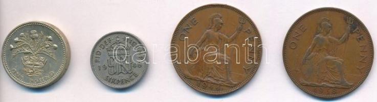 Nagy-Britannia 1938-1944. 1p Br "VI. György" (2xklf) + 1948. 6p Cu-Ni "VI. György&quo...