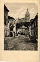 Trencsén, Trencín; Farny kostol / Plébániatemplom, utca / parish church, street. Bohumil Vavrousek