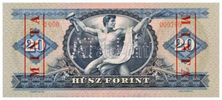 1969. 20Ft "C000 - 000795" sorozat és sorszámmal, piros "MINTA" felülnyomással é...