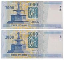 1998. 1000Ft (2x) "DA 0000012 - DA 0000013" sorszámkövetők, alacsony sorszámmal! T:I / 
H...