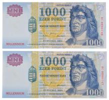 2000. 1000Ft Millennium (2x) DC 0000146 - DC 0000147 sorszámkövetők T:I /  Hungary 2000. 1000 Forint Millennium (2x) DC 0000146 - DC 0000147 sequential serials C:UNC Adamo F55B2