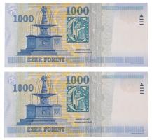 2000. 1000Ft "Millennium" (2x) "DC 0000146 - DC 0000147" sorszámkövetők T:I / 
...