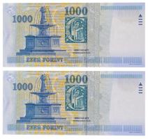 2003. 1000Ft (2x) "DB 0000169 - DB 0000170" sorszámkövetők T:I / 
Hungary 2003. 1000 Fori...