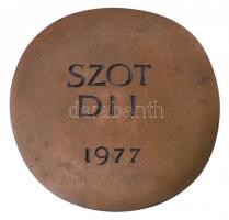 Asszonyi Tamás (1942-) 1987. "SZOT Díj 1977" kétoldalas Br plakett (~90mm) T:1
