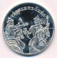 Lebó Ferenc (1960-) 1996. "A Honfoglalás emlékére 896-1896 / Vérszerződés" jelzett Ag emlé...