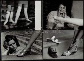 cca 1965 Cipők és csizmák divatja, 6 db vintage fotó, 13x18 cm