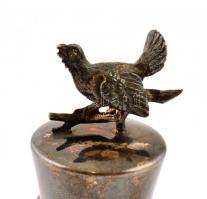 Ezüst fajd kakasos boros dugó tartó dugóval.Jelzett.  7,5 cm