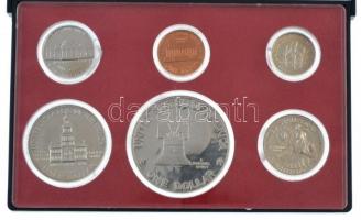 Amerikai Egyesült Államok 1975S 1c + 5c + 1d + 1976S 1/4$ + 1/2$ + 1$ forgalmi sor, tokban T:PP
USA...