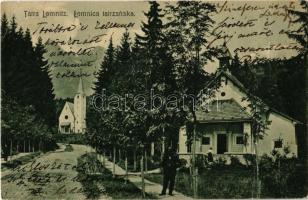 1910 Tátralomnic, Tatranská Lomnica; Evangélikus templom, nyaraló / church, villa (fa)