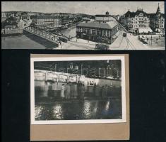 Villamosok Nagyváradon, Budapesten és egy ismeretlen helyszínen, 3 db fotó, 6x8,5 cm és 22x17,5 cm k...