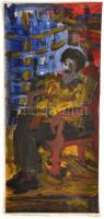 Vető Ágnes Róza (1912-1996): Háttal a világosságnak. Olaj, karton. Jelzett. 23x50 cm