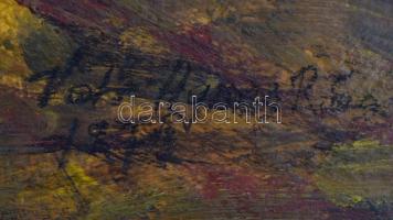 Vető Ágnes Róza (1912-1996): Háttal a világosságnak. Olaj, karton. Jelzett. 23x50 cm