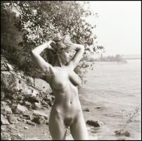 cca 1986 Naturisták az objektív előtt, szolidan erotikus felvételek, 9 db vintage negatív + 1 db mai...