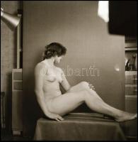 1958 Aktok, szolidan erotikus felvételek, 4 db vintage negatív Medgyesi László (?-?) kecskeméti fotó...