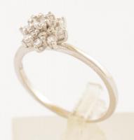 Ezüst(Ag) csillagos gyűrű, kövekkel, jelzett, méret: 58, bruttó: 2,2 g