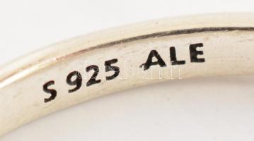 Ezüst(Ag) tripla Pandora gyűrű, apró kövekkel, jelzett, méret: 58, bruttó: 4,6 g