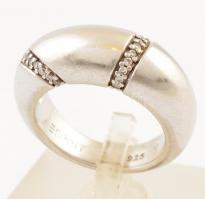Ezüst(Ag) Esprit gyűrű, apró kövekkel, jelzett, méret: 53, bruttó: 8,8 g