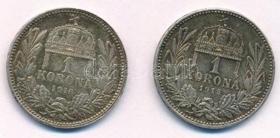 1915KB-1916KB 1K Ag "Ferenc József" (2x) T:1- patina
Adamo K5