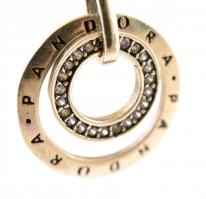 Ezüst(Ag) karikás Pandora fülbevalópár, jelzett, h: 2 cm, bruttó: 3,6 g