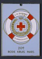 Hollandia DN szögletes, zománcozott modern plakett "Henry Dunant hajó - Vöröskereszt" T:2