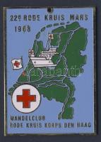 Hollandia 1968. szögletes, zománcozott modern plakett "Vöröskereszt - hajó motívummal" T:2