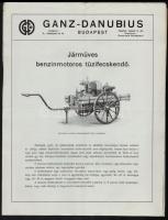 cca 1910 Ganz Danubius Budapest járműves benzinmotoros tüzifecskendő képes reklámanyag 4 + 2 p.