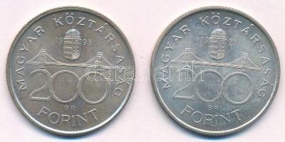 1993. 200Ft Ag "MNB" (2x) T:1- Adamo F13