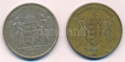 1930. 5P Ag "Horthy jobbra" (2x) T:2-,3 patina
Adamo P8