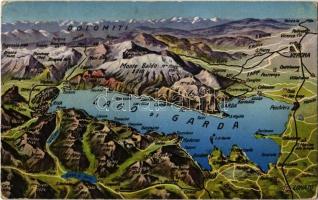 Lago di Garda, Dolomiti / lake. map + K.u.K. Festungsartilleriebataillon 3. Feldkommando