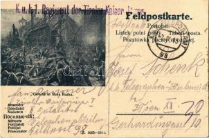 1915 Rava-Ruska, Rawa Ruska; Gefecht / WWI Austro-Hungarian military art postcard + K.u.K. 1. Regiment der Tiroler Kaiser (EK)