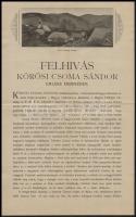 1904 Felhívás Kőrösi Csoma Sándor emlékének érdekében