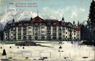 1907 Ótátrafüred, Altschmecks, Stary Smokovec; Nagyszálló télen. Cattarino S. kiadása / Grand Hotel in winter (ázott / wet damage)