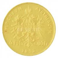 Ausztria 1892. 4Fl / 10Fr Au "Ferenc József" utánveret (3,23g/0.900) T:1-  Austria 1892. 4...