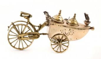Ezüst(Ag) miniatűr fagyis kocsi, jelzett, h: 11 cm, nettó: 65,3 g