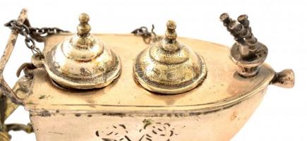 Ezüst(Ag) miniatűr fagyis kocsi, jelzett, h: 11 cm, nettó: 65,3 g