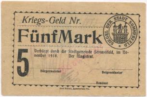 Német Birodalom / Sommerfeld 1918. 5M szárazpecséttel, bélyegzésekkel T:III German Empire / Sommerfeld 1918. 5 Mark with embossed stamp and stamps C:F