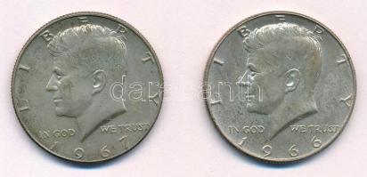 Amerikai Egyesült Államok 1966-1967. 1/2$ Ag Kennedy (2x) T:1-,2  USA 1966-1967. 1/2 Dollar Ag Kennedy (2x) C:AU,XF