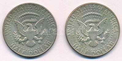 Amerikai Egyesült Államok 1966-1967. 1/2$ Ag "Kennedy" (2x) T:1-,2 
USA 1966-1967. 1/2 Do...