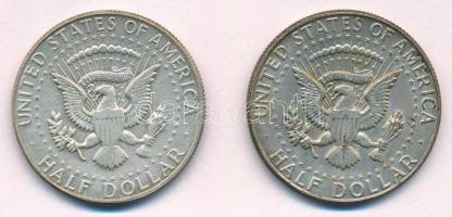 Amerikai Egyesült Államok 1967-1968D 1/2$ Ag "Kennedy" (2x) T:1-,2 
USA 1967-1968D. 1/2 D...