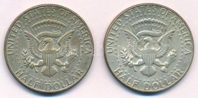 Amerikai Egyesült Államok 1968D-1969D 1/2$ Ag "Kennedy" (2x) T:1-,2 
USA 1968D-1969D. 1/2...