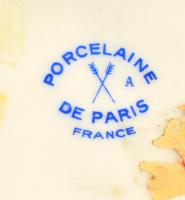 2 db kockás francia porcelán tároló, fém kupakkal, matricás, jelzett, apró kopásokkal, különböző mér...