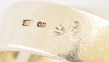 Ezüst(Ag) gyűrű borostyánnal, jelzett, méret: 57, bruttó: 7 g