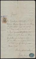 1886 Joseph Mayer budapesti pékmester igazolása segédje részére levélzáróval, okmánybélyeggel