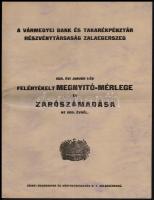 1925 A (zala) Vármegyei Bank és Takarékpénztár Rt  megnyitó mérlege és zárószámadása 12 p