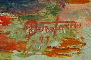 Biró Ferenc (1921-2001): Virágcsendélet, olaj, farost, jelzett, fa keretben, 68,5×49 cm