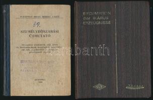 1937-1978 Vegyes közlekedéssel kapcsolatos tétel, 1978-as MÁV Zsebmenetrend, 1960 Személydíjszabási útmutató (Budapesti Helyi Érdekű Vasút), Information der Ikarus-Erzeugnisse, 1915-ös Téli Újság hiányos példánya, benne érvényes MÁV menetrenddel, 2 db közlekedési térkép (Kir. M. Automobil Club 1937-es útállapot térképe, Magyar autóbusz hálózati térkép (MÁVAUT.)), a két térkép szakadozott, az egyik javított.