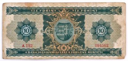 1946. 10Ft "A192 094562" T:III-
Hungary 1946. 10 Forint "A192 094562" C:VG 
Ad...