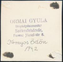 1942 Tornyos Ödön, a m. kir. honvédség repülős főhadnagya kitüntetésekkel, fotó, 6×6 cm
