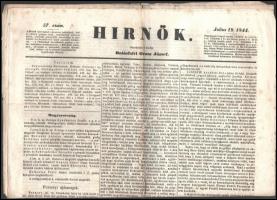 1842-1844 Századok 7 száma, 50.,68.,81.,87-88.,96.,101.+ 1844 Hírnök 1844. júl 19., 23. 57-58 számok...